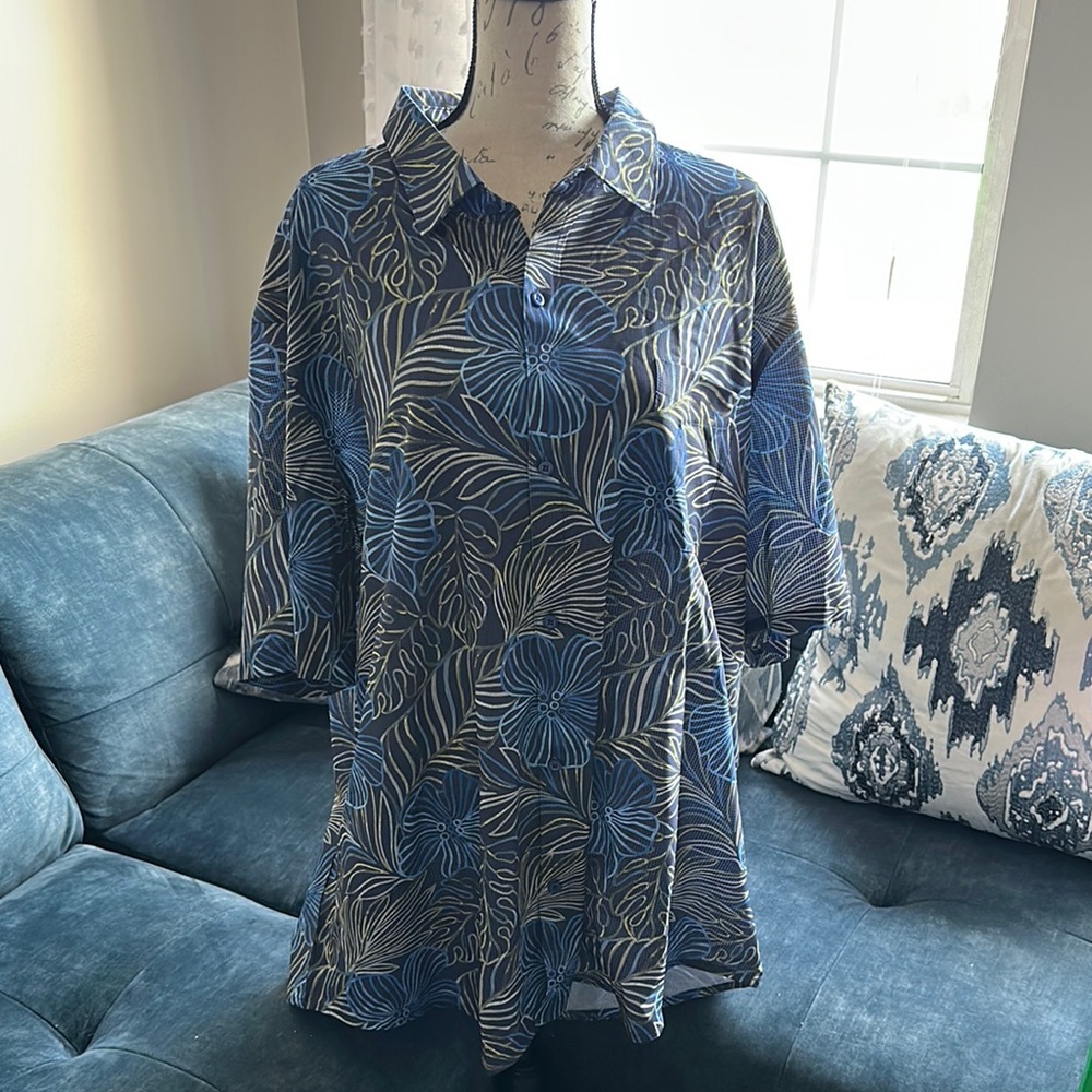 Blue Floral Polo Shirt
